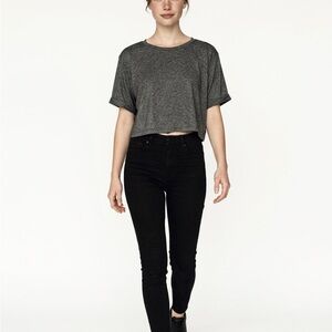 lululemon athletica Heathered Charcoal Cropped Tee size 10
